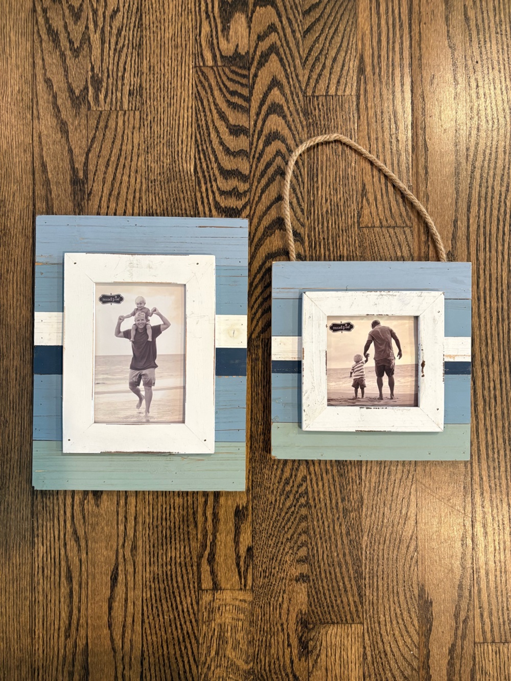 Mud Pie Striped Coastal Wood Picture Frames in Blue, White, Navy & Seafoam
